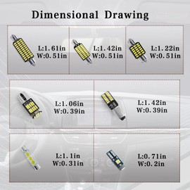 stymart 42Pieces Interior Car Lights, Car Bulb Kit Set 28 mm 31 mm 36 mm 41 mm BA9S T5 T10 LED Bulb Kit LED for Car Interiors Map Dome Trunk Cargo Door Courtesy License Plate Light(White)
