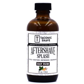 Taconic Shave, Natural Aftershave Splash 4oz. - Bay Rum - Skin Cooling, Refreshing and Moisturizing After-Shave Liquid Formula with All-Natural Ingredients - Artisan Made in the USA