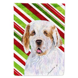 Caroline's Treasures SS4569GF Clumber Spaniel Candy Cane Holiday Christmas Garden Flag Mailbox Flag Decorative Yard Flag Banner Outside Patio Artwork Yard Flower Beds, Garden Size, Multicolor