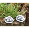 stoneandstyle Set of 2 Small Stone Flowers Frost-Proof Weatherproof Cast
