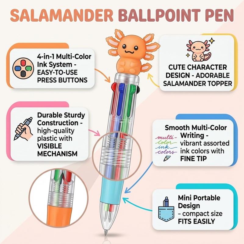houlishu Mini Multicolor Ballpoint Pens, 25 Count Colorful Writing Pens
