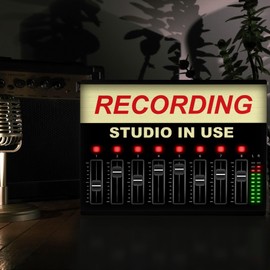 Light Box Room Sign XL A4 Recording Studio | Light Up Retro Recording Studio Display | Illuminated Mix Desk Equalizer Design | DJ Recording Musician Gift Retro Neon Effect Signage LED Lighting Sign