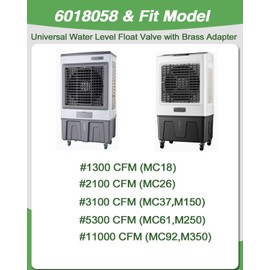 6018058 Universal Water Level Float Valve with Brass Adapter for All Evaporative Cooler Models:MC18,MC26,MC37,MC61,MC92,M150,M250,M350