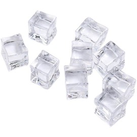 zalati Artificial Ice Cubes 50pcs Acrylic Reusable Faux Ice Cubes High Clear for Props Photography Bar Ice Cream Shop Decoration - 15mm