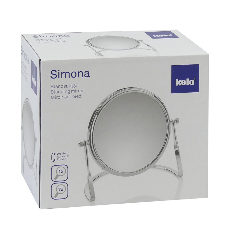 Kela Standspiegel, Simona, 1-/7-fach Vergrößerung, Ø 12 cm, Metall, 20641