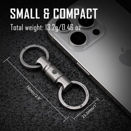 KeyUnity Titanium Quick Release Keyring, Detachable Dual Key Ring, Rotatable Key Organizer, Swivel Key Holder, Magnetic Hooks, Titanium Keyring, for Carabiners, Home Keys, Wind Chimes, and EDC Gear