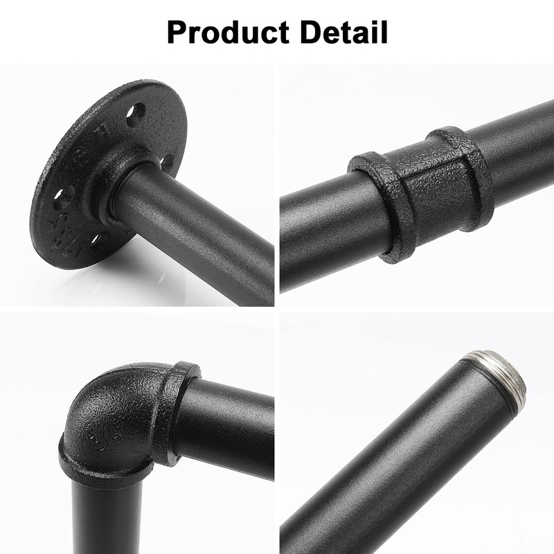 Jeasor Industrial Iron Pipe Clothes Hanging Bar DIY Wall-Mounted Garment
