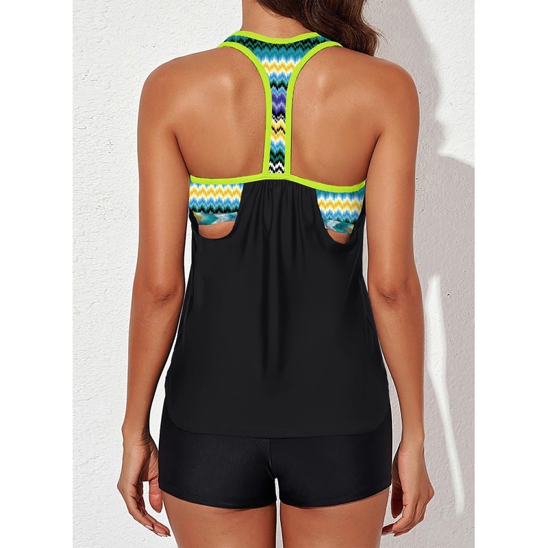 Aleumdr Tankini Underwire Swimsuits for Women Halter Padded Blouson Bathing