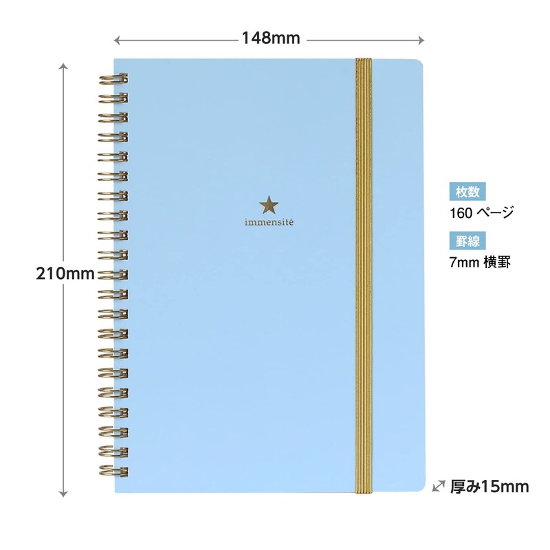 Lab Clip Notes A5 Horizontal Ruled Camille , bule
