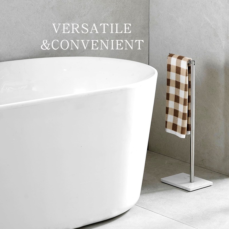 JOMANDAN 304 Stainless Steel Freestanding Toilet Paper Holder with Marble
