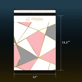 iMailer-12" x 15.5"(100pcs) Poly Mailers Shipping Bags Envelope Triangle Print Mailing Package for Clothing-Self Seal