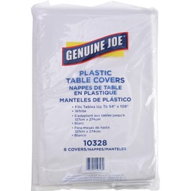 Genuine Joe Joe Table Cloth, White 6 Count