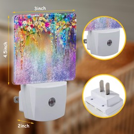 Abstract Ivy Floret Night Light Plug into Wall with Dusk to Dawn Sensor Blue Purple Flower Energy Efficient LED Nightlight for Women Girls Boys Room Decor,Hallway,Kitchen,Bathroom,Nursery,Stairs