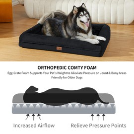Yiruka Jumbo Dog Beds, Orthopedic Dog Bed, Washable Dog Bed with [Removable Bolster], Waterproof Dog Bed with Nonskid Bottom, Doggy Bed, Dog Beds for Large Dogs