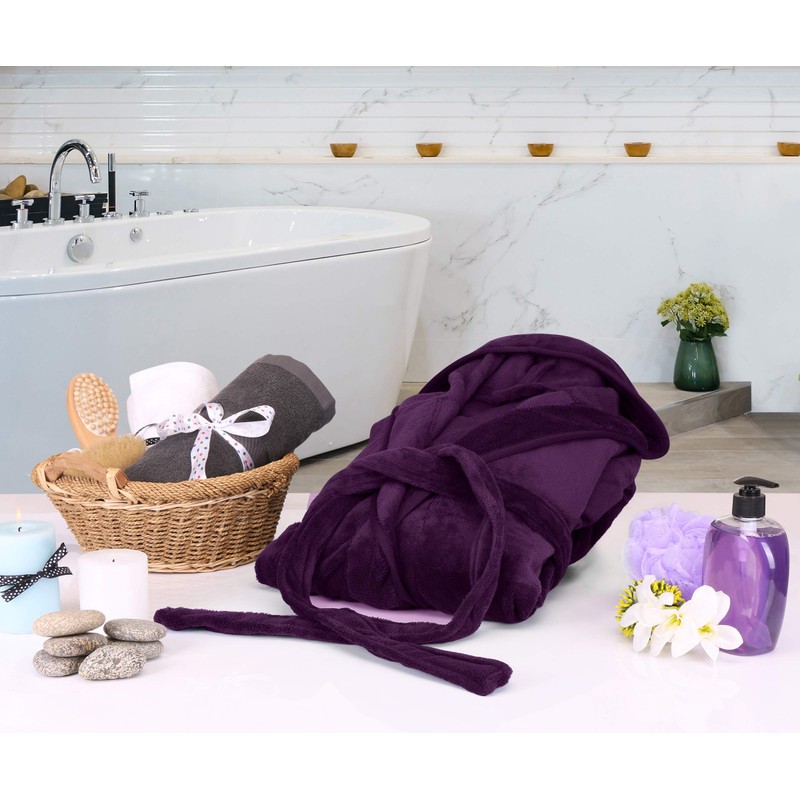 NY Threads Women's Fleece Hooded Bathrobe Plush Long Spa Robe,