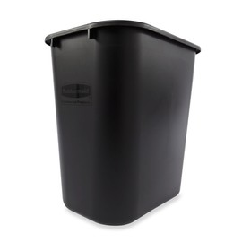 Rubbermaid Commercial Products Resin Wastebasket/Trash Can, 7-Gallon/28-Quart, Black, Plastic, for Bedroom/Bathroom/Office, Fits Under Desk/Sink/Cabinet, Pack of 12