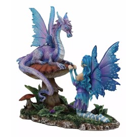Ebros Gift Amy Brown Companion Enchanted Elf Fairy Fae Damsel With Toadstool Dragon Statue