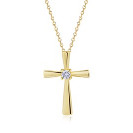 GAVU Women's 925 Sterling Silver Necklace with Zirconia Cross Pendant Lucky Chain for Women, Sterling Silver Stone, Cubic Zirconia