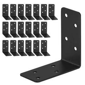 20Pcs L Bracket,3"x3"x1.5" Heavy Duty Corner Brace,2mm Steel Shelf Bracket,Black Joist Right Angle Brackets,90 Degree L Shape Bracket for Furniture,Bed,Timber,Shelf Brackets