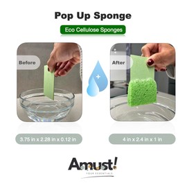Generic Amust 12 Pack Cellulose Sponges for Kitchen, pop up Sponge, Compressed sponges for Cleaning, Sponges, Bathroom, Bulk Sponges, Natural Sponge, Kitchen (Green & Blue), OS-KCS0023