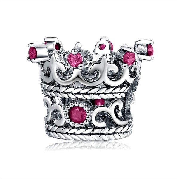 LeeFeel Retro Queen Crown Charms European Charms with Purple CZ