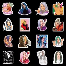 Billie Eilish 50 Calcomanias Stickers Cantante Contra Agua