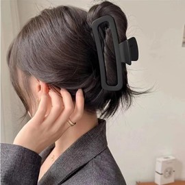 Nalodu Hair Claw Clips 5 Inch Unbreakable Black XL Large Square Rectangle Clip Clamp for Thick Curly Long Hair Women - 2 Pack