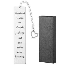 Otuuz Metal Bookmark with Black Gift Box, Inspirational Bookmark Thank You Bookmark with Heart Pendant, Bookmark, Courage Gift for Book Lovers, Women, Men, Colleagues (Classic)