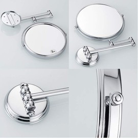 7Trees 8-Inch Retro Bathroom Folding Wall Mount Make-Up Mirror Flip Telescopic Beauty Mirror (Chrome)