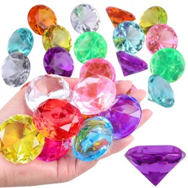 Ezydka Pack of 30 Gemstones for Children 30 mm Diamonds Children, Acrylic Diamonds Decoration Colourful, Gemstones Children Large Play Diamonds for Vases, Table Decoration, Party Bags, Wedding