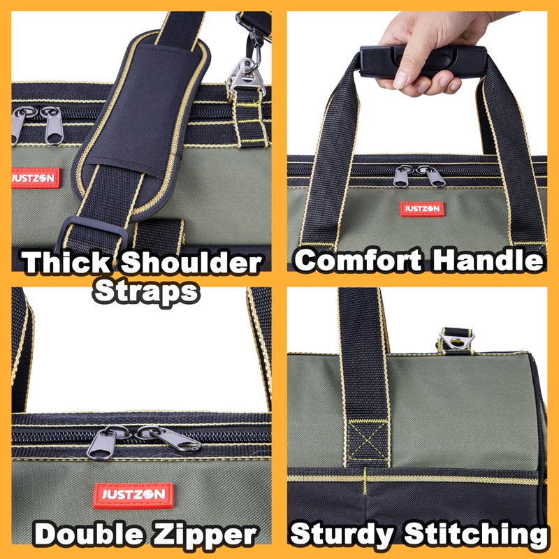 Justzon rolling tool bag with wheels for Electrician HVAC Tool