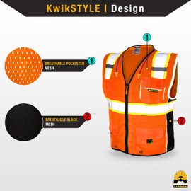KwikSafety - Charlotte, NC - CLASSIC Safety Vest [JUMBO Pocket] Class 2 ANSI OSHA High Visibility Reflective Heavy Duty Mesh Zipper HiVis Construction HiViz Work Gear/Orange 2XL