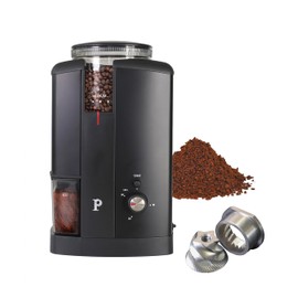 PALICO Aroma Coffee Grinder - 48mm Stainless Steel Conical Burrs, 17 micro-adjustable grind settings, 250g Bean Hopper Capacity, removable burrs & hopper, low RPM motor (Matt Black)