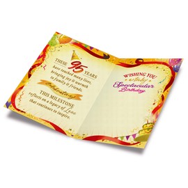 Prime Greetings 95th Birthday Card, Made in America, Eco-Friendly, Thick Card Stock with Premium Envelope 5in x 7.75in, Packaged in Protective Mailer