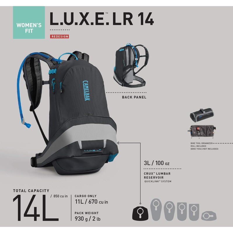 CamelBak L.U.X.E. LR 14 100oz, Charcoal/Silver, One Size