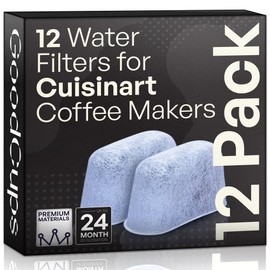12 Pack Water Filters for Cuisinart Coffee Makers by GoodCups - Replacement Charcoal Water Filters - Fits All Cuisinart Coffee Machines