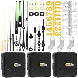 Keadic 6 Pack High Torque Long Shaft Clock Movement Assortment Kit Contains Silent Sweep Motor Replacement, 6 Style Clock Hands, Numeral Scale for Repair DIY (16+20+24MM)