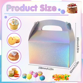20PCS Party Treat Boxes, 6.2x3.22x5.23 Inches Candy Gift Boxes, Party Favor Treat Boxes With Handles, Paper Gift Boxes for Birthday Wedding Baby Shower
