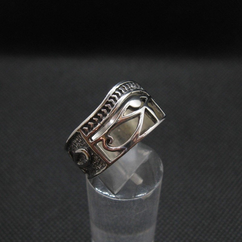 Sterling Silver Men's Ring Amon Ra Eye Solid Hallmarked 925
