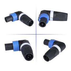 HBU Pack of 6 NL4FRX Speakon Connector - 6 Packs 4 Pole Right Angle NL4FRX SpeakOn Plug - Free up Space Design Adapter with Twist Lock - Compatible with NL4 Series Speaker Audio Coupler