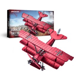 Piececool 3D Metal Puzzles for Adults, Fokker Dr-1 Triplane Metal Model Kit, Military Plane Model Kits to Build DIY Hobbies Home Decoration Best Gifts