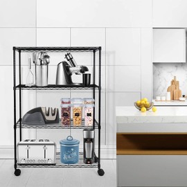 Simple Deluxe Heavy Duty 4-Tier Storage Shelving Unit, 35.83" W x 13.98" D x 55.91" H, 1000 Lbs Loading Capacity, Black