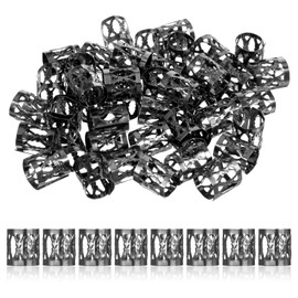 50 Pcs Black Dreadlock Beads Braids Accessories Metal Tube Beads Dreadlock Hair Clips Adjustable Hair Cuff Braids Bead