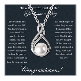 Graduation Gifts For Her 2025 College Graduation Gifts For Women 925 Sterling Silver Inspirational Necklace For Granddaughter or Daughter High School Graduate Gifts For Best Friend (GN801-Pearl-2)