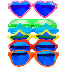 KAHEIGN Pack of 6 Party Glasses Plastic Large Fun Sunglasses Colourful Party Glasses for Beach Costume Accessories Photo Props Costume Party Accessories