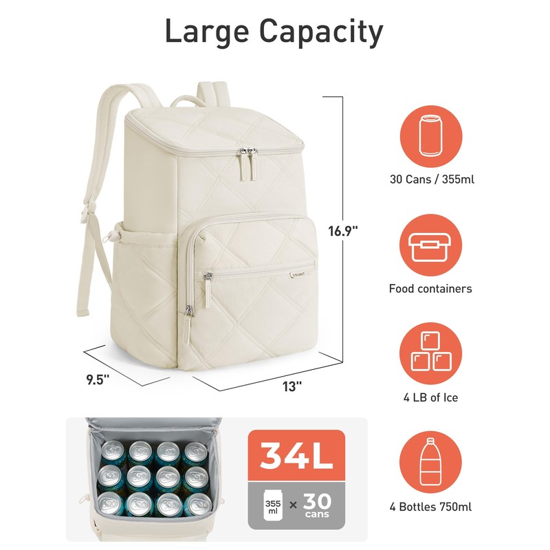 TOURIT Insulated Backpack Cooler: 30 Cans Waterproof Leakproof Soft Cooler