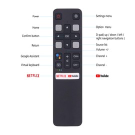 New Replacement Remote Control RC802V FNR1 Fit for TCL Android 4K Smart TV 50S434 55S434 75S434 40S330 70S430 32S334 55S435 50S435 43S434 32S6500A [NO Voice Function]