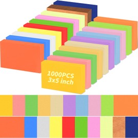 UZLU 1000 Pcs Colored Index Cards 3 x 5 Inch Flash Cards 180GSM Heavyweight Blank Notecards Pad 20 Assorted Colors Index Note Books Portable Note Taking for Studying School College Office Memo