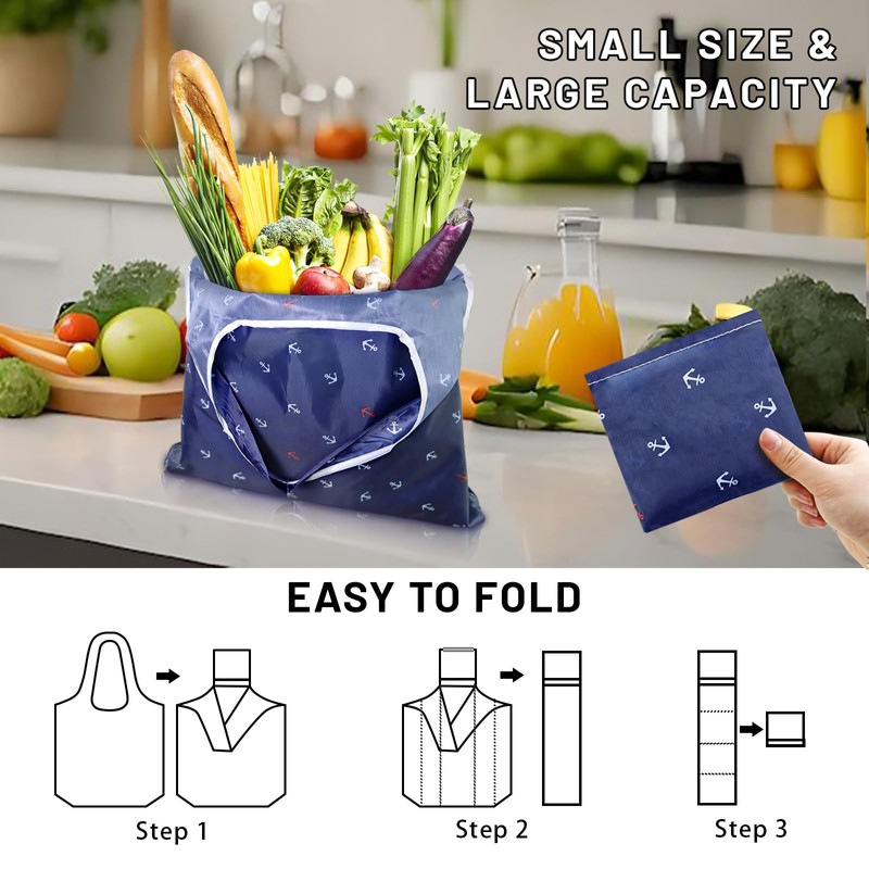 GAUENEEN 4 Pcs Reusable Grocery Bags, Foldable Shopping Bags Heavy