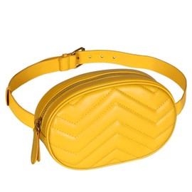 Geestock Bum Bag Women's Stylish Belt Bag PU Leather Fanny Pack Chest Bag Women's Waterproof Waist Bags for Women Adjustable Straps Neck Bag for Hiking Shopping Group Travel, 01yellow